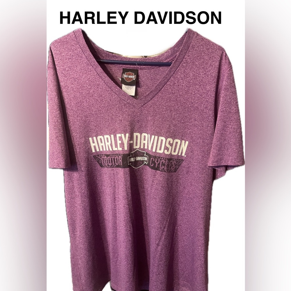 Harley-Davidson Heathered Purple V-Neck Tee 1X
